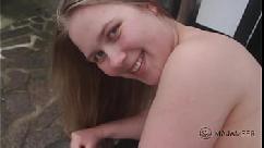 Cute chubby teen maja with big white ass gets fucked hard outside
